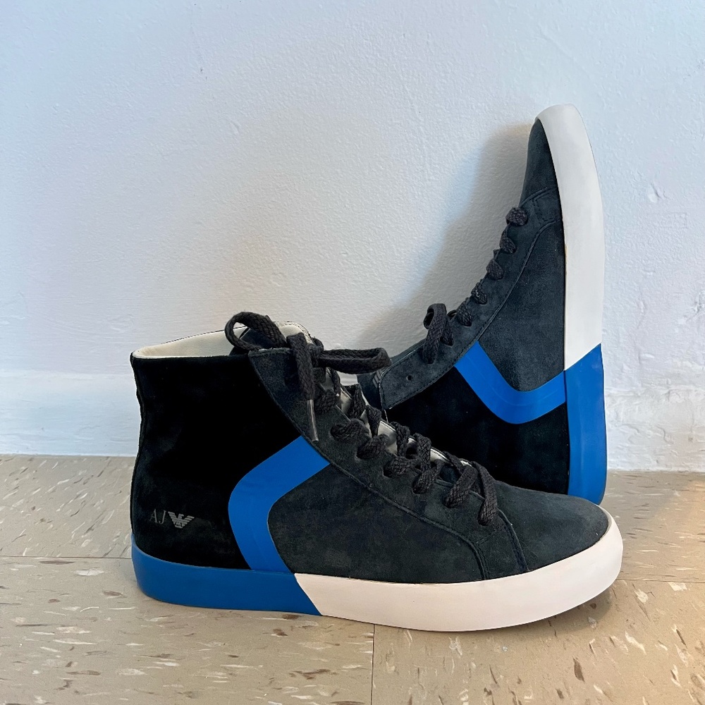 Armani Jeans Black/Blue/Grey/White Woman's High Rise Sneakers